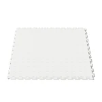 Angled isometric view of a single Flexspec VinylFlex Pro Coin solid PVC commercial floor tile in Arctic White.