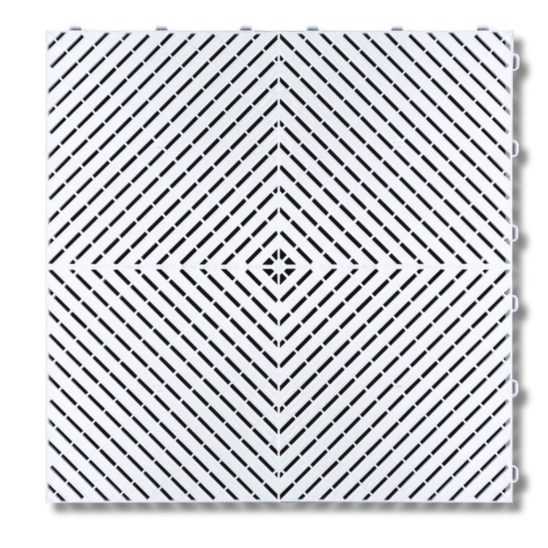 Arctic White interlocking garage floor tile with smooth finish - Flexspec SmoothFlex Pro 400mm