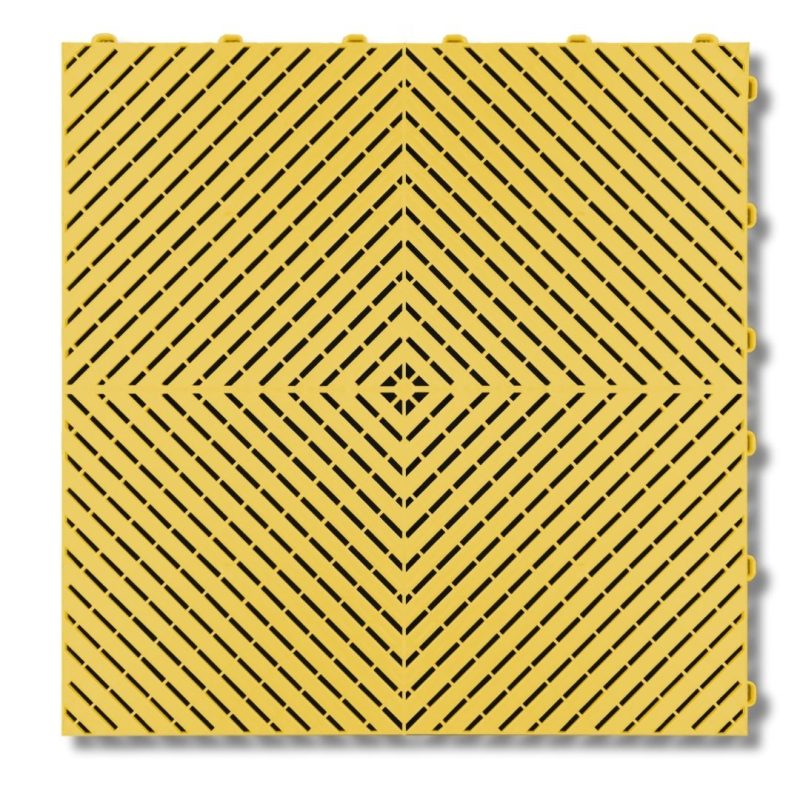 Canary Yellow interlocking garage floor tile with smooth finish - Flexspec SmoothFlex Pro 400mm