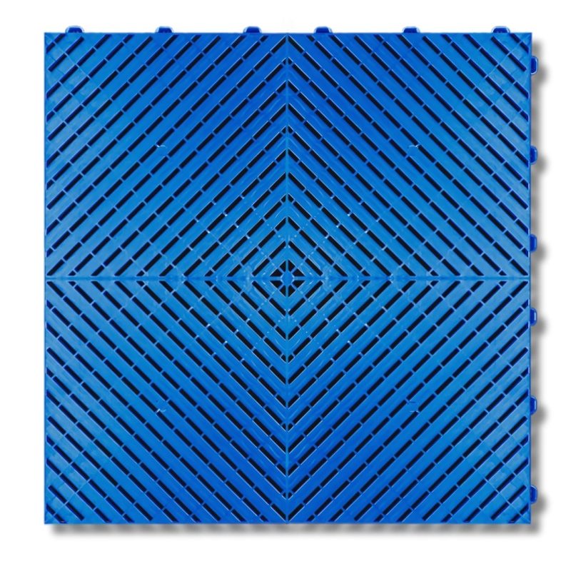 Royal Blue interlocking garage floor tile with smooth finish - Flexspec SmoothFlex Pro 400mm