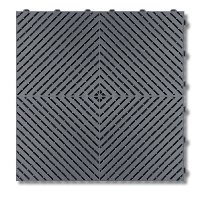 Slate Grey interlocking garage floor tile with smooth finish - Flexspec SmoothFlex Pro 400mm
