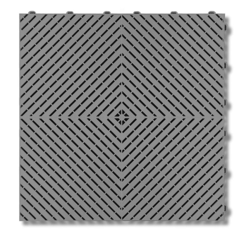 Steel Grey interlocking garage floor tile with smooth finish - Flexspec SmoothFlex Pro 400mm