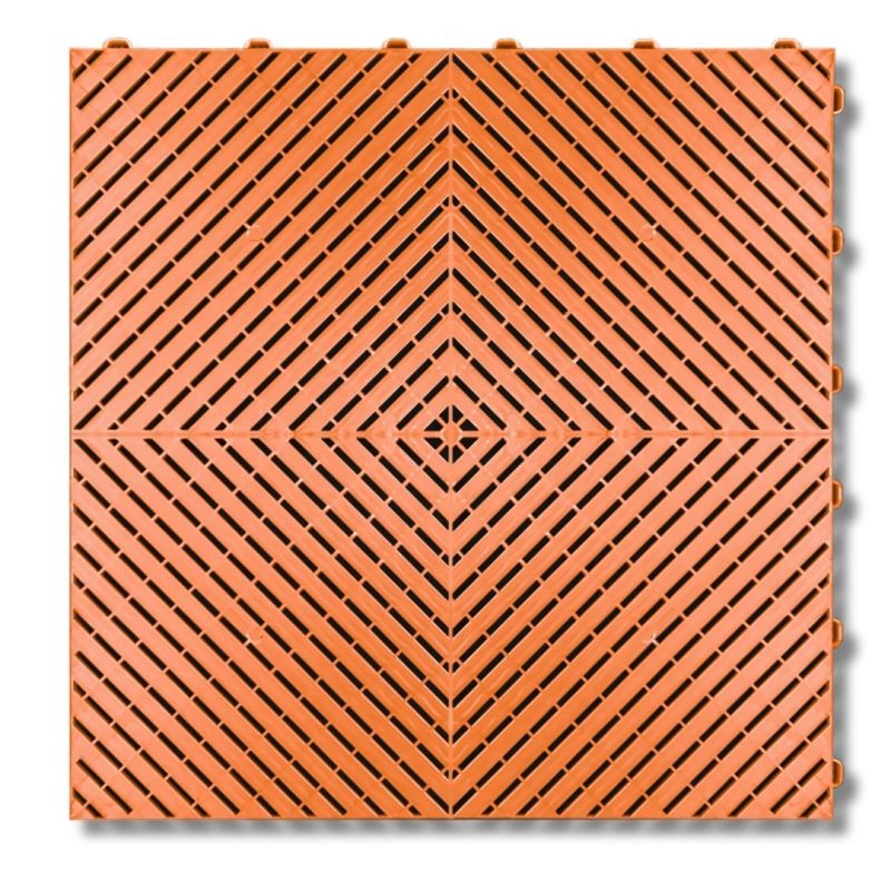 Tropical Orange interlocking garage floor tile with smooth finish - Flexspec SmoothFlex Pro 400mm