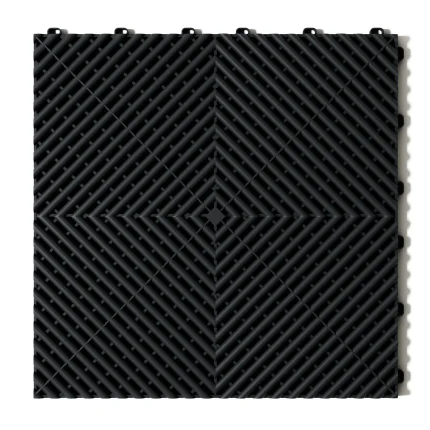 Top-down view of a single Flexspec GridFlex Pro Doom Grey interlocking garage floor tile.